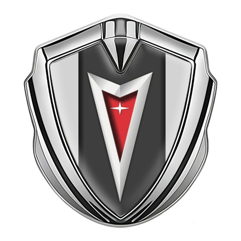 Pontiac Selbstklebendes Metallaufkleber Emblem Silbertonfarbe Grau basis mit Graphit Panel Design