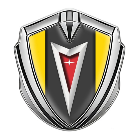 Pontiac Emblem Abzeichen selbstklebend Silbertonfarbe Gelb hintergrund mit Klassisch Logo