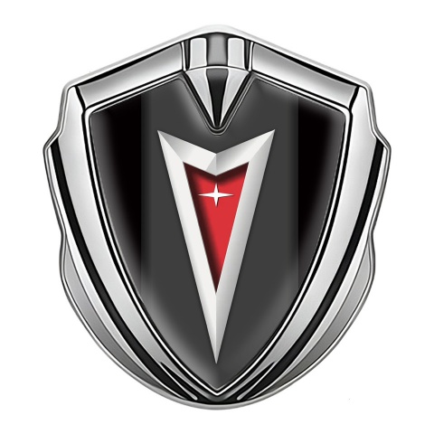 Pontiac  Selbstklebendes Metallaufkleber Emblem Silbertonfarbe Schwarz Basis mit Klassisch Logo
