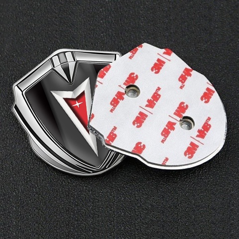 Pontiac  Selbstklebendes Metallaufkleber Emblem Silbertonfarbe Schwarz Basis mit Klassisch Logo