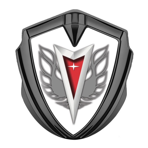 Pontiac Seitenflugel Emblem Aufkleber Graphit Tonfarbe Weiss Basis mit Grau Feuervogel Logo