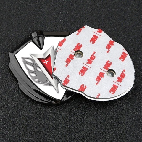 Pontiac Seitenflugel Emblem Aufkleber Graphit Tonfarbe Weiss Basis mit Grau Feuervogel Logo