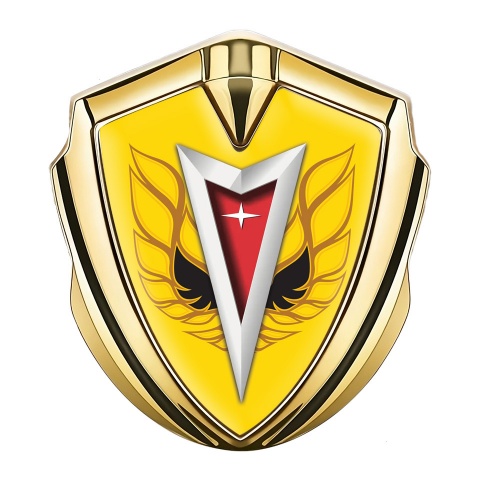 Pontiac Abzeichen selbstklebend Goldtonfarbe Gelb Basis mit Feuervogel Logo