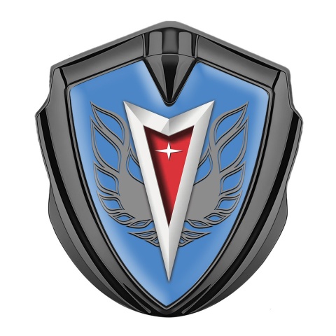 Pontiac Emblem Aufkleber Autozubehor  Graphit Tonfarbe Blau Basis mit Feuervogel Logo