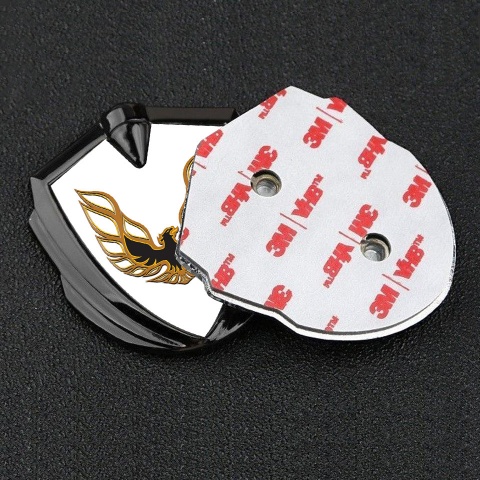 Pontiac Seitenflugel Emblem Aufkleber Graphit Tonfarbe Weiss Basis mit Kupfer Feuervogel Logo
