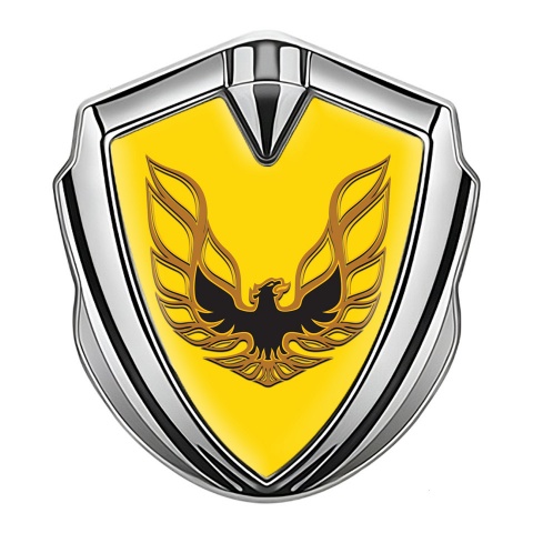 Pontiac Abzeichen selbstklebend Silbertonfarbe Gelb Basis mit Kupfer Feuervogel Logo