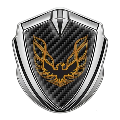 Pontiac Emblem Auto Zeichen Silbertonfarbe Schwarz Kohlenstoff mit Kupfer Feuervogel Logo