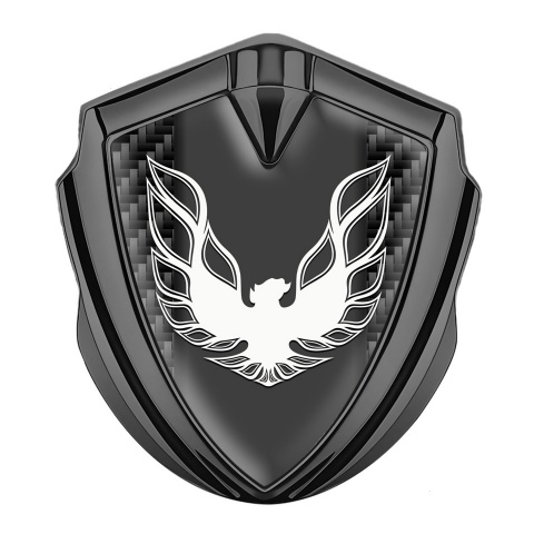 Pontiac Emblem Aufkleber Autozubehor Graphit Tonfarbe Schwarz Carbon mit Weiss Phonix Logo