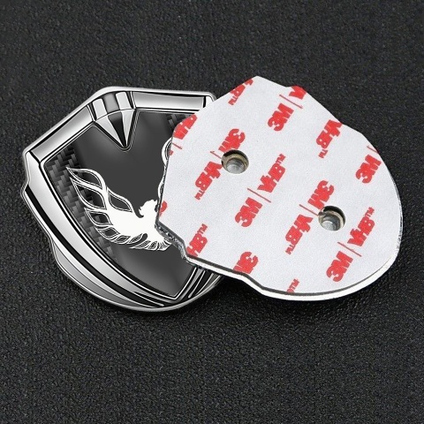 Pontiac Emblem Aufkleber Autozubehor Silbertonfarbe Schwarz Carbon mit Weiss Phonix Logo