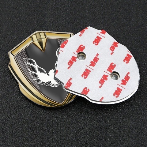 Pontiac Emblem Logo Schriftzug Aufkleber Goldtonfarbe Braun Carbon mit Weiss Phonix