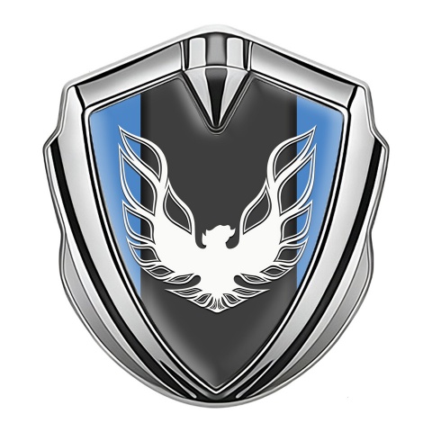 Pontiac Emblem Abzeichen selbstklebend Silbertonfarbe Blau Hintergrund mit Graphit Panel Logo