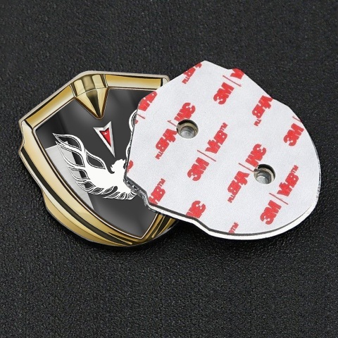 Pontiac Emblem Auto Zeichen Goldtonfarbe Schwarz Grau basis mit Phonix Logo Stil