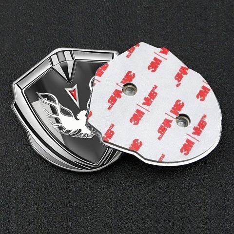 Pontiac Emblem Auto Zeichen Silbertonfarbe Schwarz Grau basis mit Phonix Logo Stil