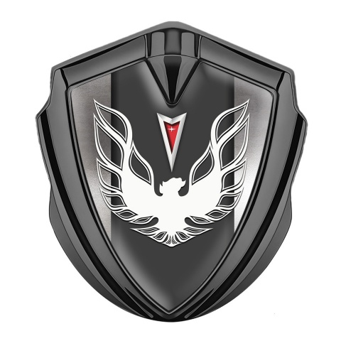 Pontiac Selbstklebendes Metallaufkleber Emblem Graphit Tonfarbe mit Polierter Rahmen Design
