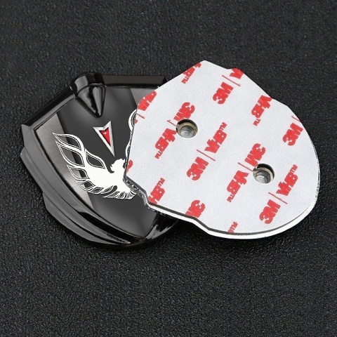 Pontiac Selbstklebendes Metallaufkleber Emblem Graphit Tonfarbe mit Polierter Rahmen Design
