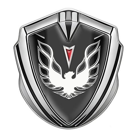 Pontiac Seitenflugel Emblem Aufkleber Silbertonfarbe Dunkles Hintergrund Mit Weiss Logo