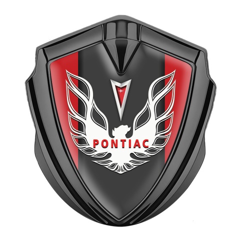 Pontiac Emblem Aufkleber Autozubehor Graphit Tonfarbe Rote Hintergrund mit Graphit Panel Logo
