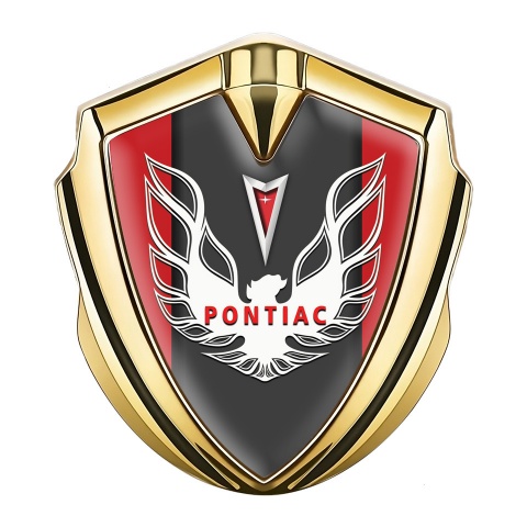Pontiac Emblem Aufkleber Autozubehor Goldtonfarbe Rote Hintergrund mit Graphit Panel Logo