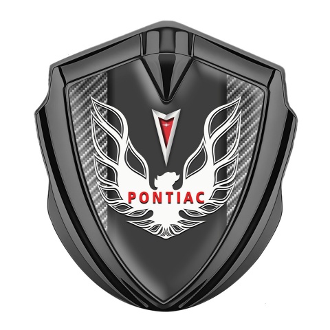 Pontiac Emblem Logo Schriftzug Aufkleber Graphit Tonfarbe mit Grau Carbon Basis
