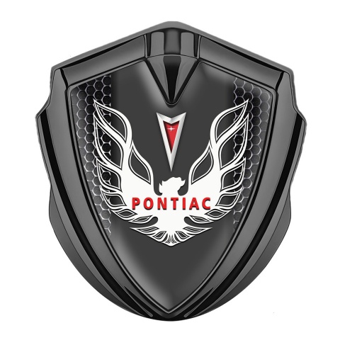 Pontiac Seitenflugel Emblem Aufkleber Graphit Tonfarbe Mit Perforierter Stahl Hintergrund Design