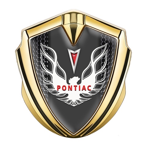Pontiac Seitenflugel Emblem Aufkleber Goldtonfarbe Mit Perforierter Stahl Hintergrund Design
