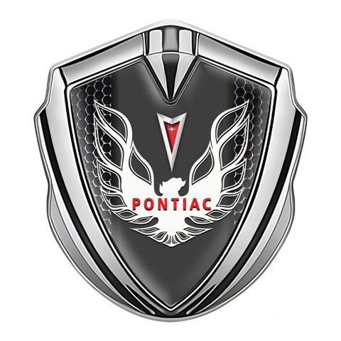 Pontiac Seitenflugel Emblem Aufkleber Silbertonfarbe Mit Perforierter Stahl Hintergrund Design