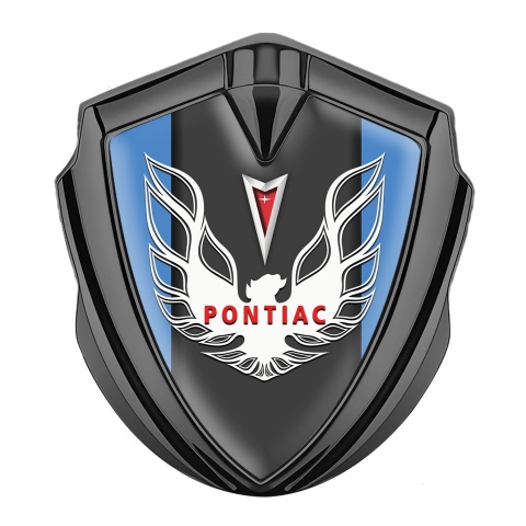 Pontiac Emblem Abzeichen Graphit Tonfarbe Himmelblau Basis mit Weiss Rot logo