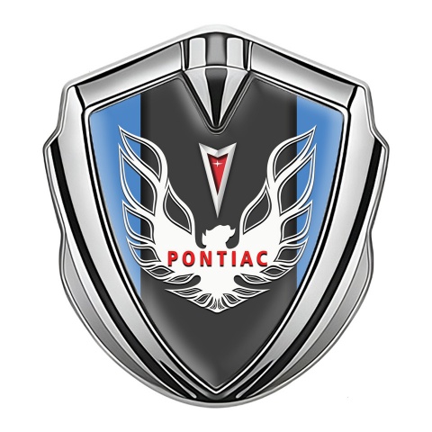 Pontiac Emblem Abzeichen Silbertonfarbe Himmelblau Basis mit Weiss Rot logo