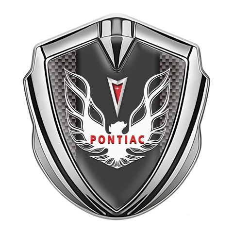 Pontiac Emblem Aufkleber Autozubehor Silbertonfarbe Mit Braun Carbon Design