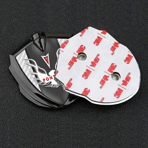 Pontiac Selbstklebendes Metallaufkleber Emblem Graphit Tonfarbe Mit Weiss Carbon Design