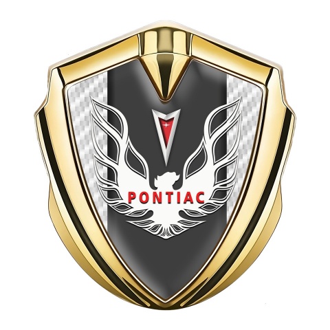 Pontiac Selbstklebendes Metallaufkleber Emblem Goldtonfarbe Mit Weiss Carbon Design