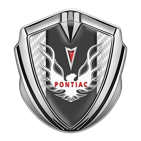 Pontiac Selbstklebendes Metallaufkleber Emblem Silbertonfarbe Mit Weiss Carbon Design