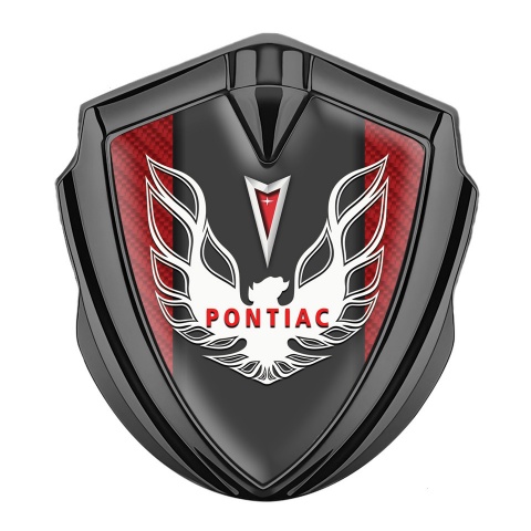 Pontiac Emblem Logo Schriftzug Aufkleber Graphit Tonfarbe Mit Rote Carbon Basis Design