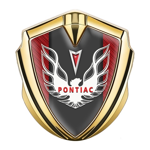 Pontiac Emblem Logo Schriftzug Aufkleber Goldtonfarbe Mit Rote Carbon Basis Design
