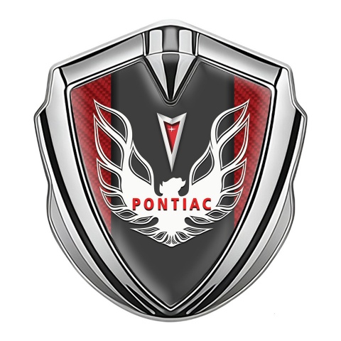 Pontiac Emblem Logo Schriftzug Aufkleber Silbertonfarbe Mit Rote Carbon Basis Design