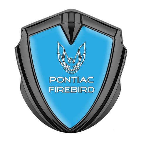 Pontiac Firebird Emblem Abzeichen Graphit Tonfarbe Blau Fundament mit Weiss Logo