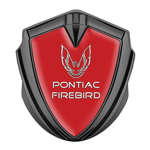 Pontiac Firebird Seitenflugel Emblem Aufkleber Graphit Tonfarbe Rote Fundament mit weiss Logo