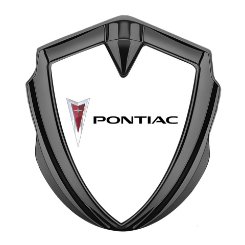 Pontiac Emblem Abzeichen Graphit Tonfarbe Weiss Basis mit Klassisch Logo