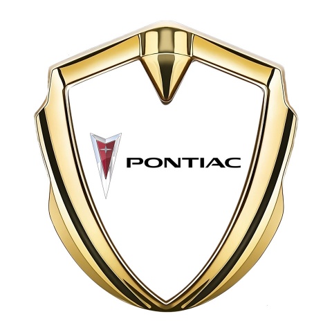 Pontiac Emblem Abzeichen Goldtonfarbe Weiss Basis mit Klassisch Logo