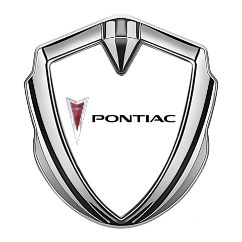 Pontiac Emblem Abzeichen Silbertonfarbe Weiss Basis mit Klassisch Logo