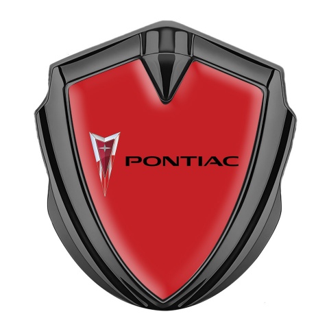 Pontiac Abzeichen selbstklebend Graphit Tonfarbe Rote Fundament mit Klassisch Logo