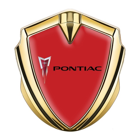 Pontiac Abzeichen selbstklebend Goldtonfarbe Rote Fundament mit Klassisch Logo