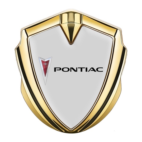 Pontiac Emblem Logo Schriftzug Aufkleber Goldtonfarbe Grau Basis mit Klassisch Logo