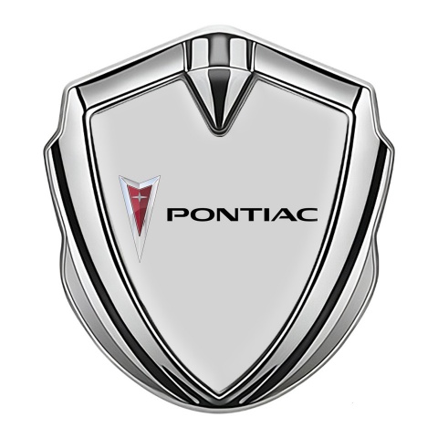 Pontiac Emblem Logo Schriftzug Aufkleber Silbertonfarbe Grau Basis mit Klassisch Logo
