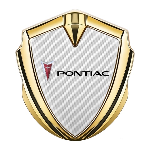 Pontiac Seitenflugel Emblem Aufkleber Goldtonfarbe Weiss Kohlenstoff mit Klassisch Logo