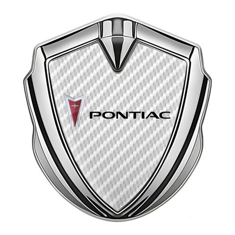 Pontiac Seitenflugel Emblem Aufkleber Silbertonfarbe Weiss Kohlenstoff mit Klassisch Logo