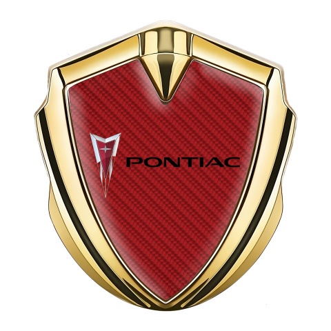 Pontiac Emblem Abzeichen Goldtonfarbe Rote Kohlenstoff mit Klassisch Logo
