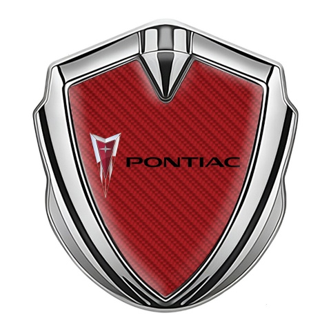 Pontiac Emblem Abzeichen Silbertonfarbe Rote Kohlenstoff mit Klassisch Logo