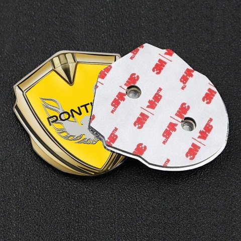 Pontiac Emblem Abzeichen selbstklebend Goldtonfarbe Gelb Fundament mit Grau Phonix Logo