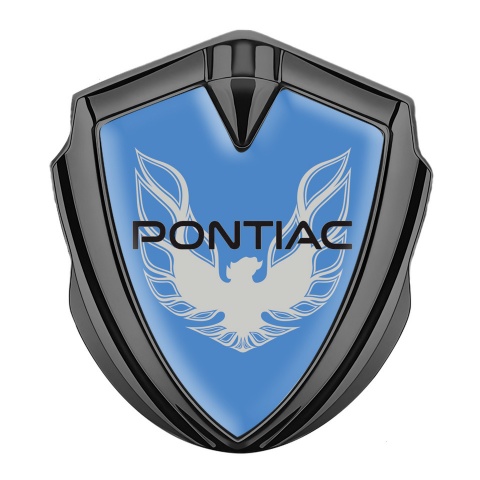 Pontiac Emblem Auto Zeichen Graphit Tonfarbe Blau fundament mit Grau Phonix Logo